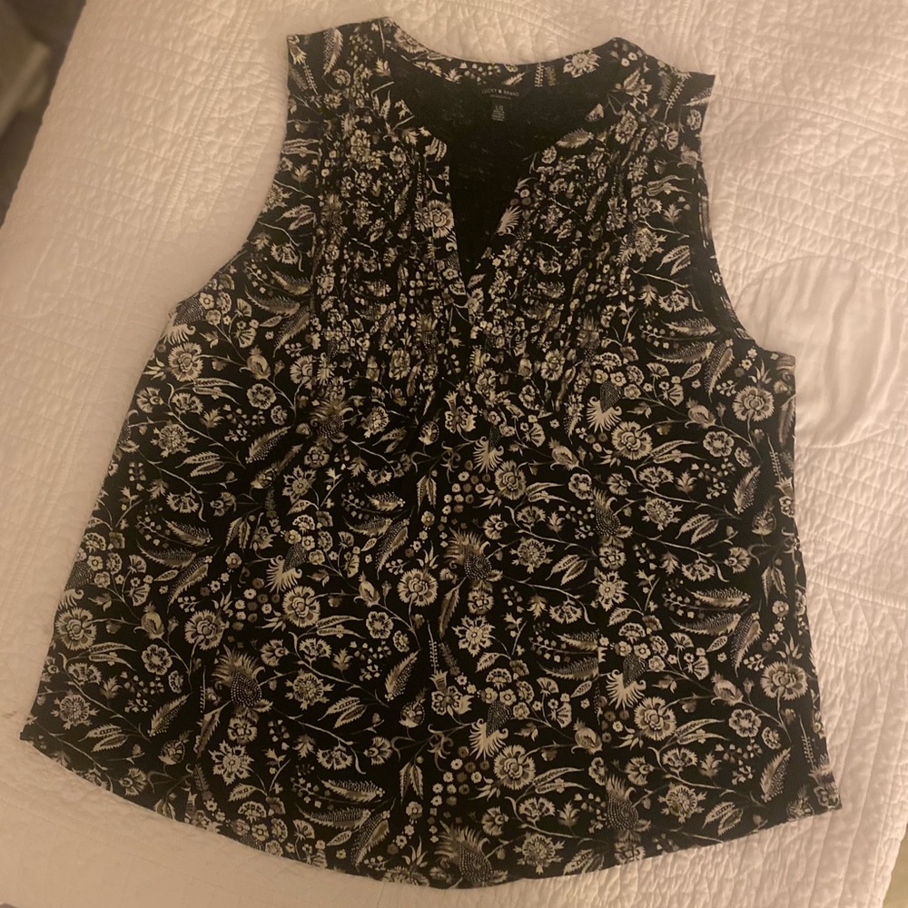 Lucky Brand Black and White Floral Blouse
